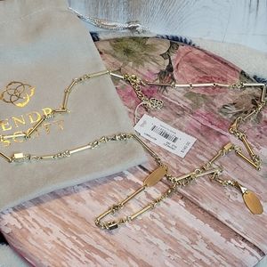 KENDRA SCOTT Crowley Y Style Necklace Gold Plated Brass CZ Accents New With Tags